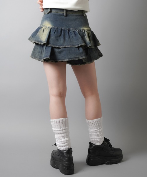 SPINNS（スピンズ）の「フリルで盛れる★ベルト付きデニムスカート/インナーパンツ付き/2サイズ展開（デニムスカート・レディース・ブラック/ブルー・S/M）」の18枚目の写真