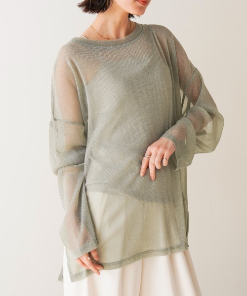 Bou Jeloud（ブージュルード）の「オーバーサイズラメシアートップス（Tシャツ/カットソー・レディース・ブラック/グレー/モカ/ベージュ・FREE）」の9枚目の写真