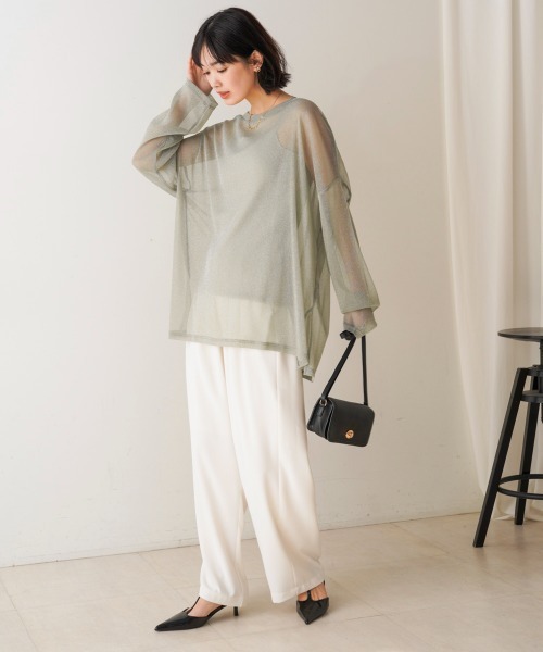 Bou Jeloud（ブージュルード）の「オーバーサイズラメシアートップス（Tシャツ/カットソー・レディース・ブラック/グレー/モカ/ベージュ・FREE）」の10枚目の写真