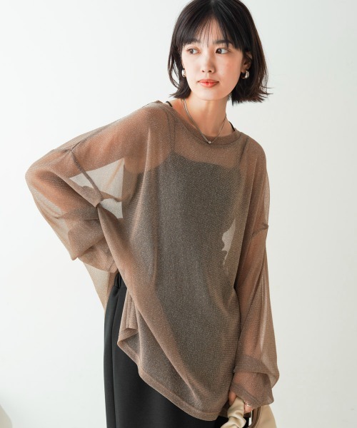 Bou Jeloud（ブージュルード）の「オーバーサイズラメシアートップス（Tシャツ/カットソー・レディース・ブラック/グレー/モカ/ベージュ・FREE）」の22枚目の写真