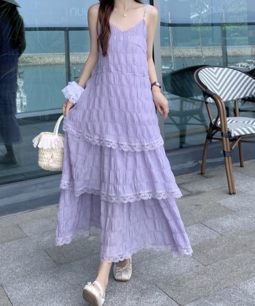Mejoul（メジュール）の「レースティアードロングキャミワンピース（シャツワンピース・レディース・ブラック/パープル/ホワイト・L/M）」の19枚目の写真