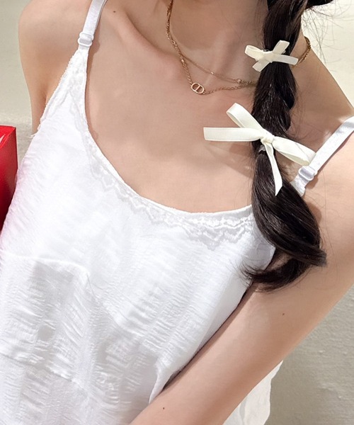 Mejoul（メジュール）の「レースティアードロングキャミワンピース（シャツワンピース・レディース・ブラック/パープル/ホワイト・L/M）」の11枚目の写真