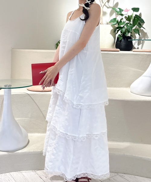 Mejoul（メジュール）の「レースティアードロングキャミワンピース（シャツワンピース・レディース・ブラック/パープル/ホワイト・L/M）」の9枚目の写真