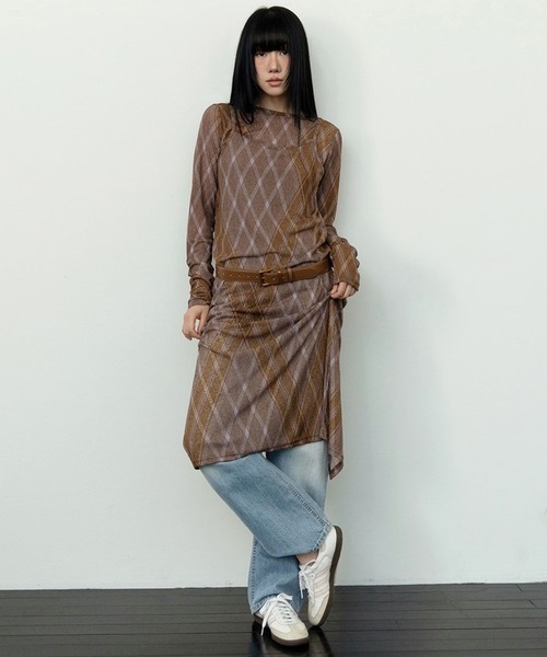 ALAND（エーランド）の「3.3 Field Trip／シアーチェックワンピース（ワンピース・レディース・ピンク/ライトブルー・FREE）」の10枚目の写真