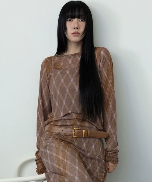 ALAND（エーランド）の「3.3 Field Trip／シアーチェックワンピース（ワンピース・レディース・ピンク/ライトブルー・FREE）」の8枚目の写真