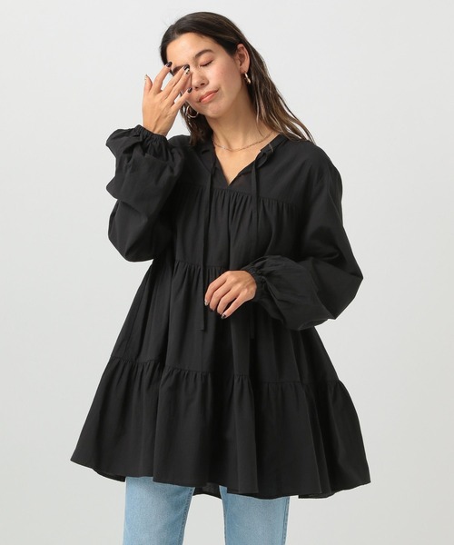 BAYFLOW（ベイフロー）の「コットンティアードチュニック（チュニック・レディース・オフホワイト/ブラック/ライトブルー・FREE）」の3枚目の写真