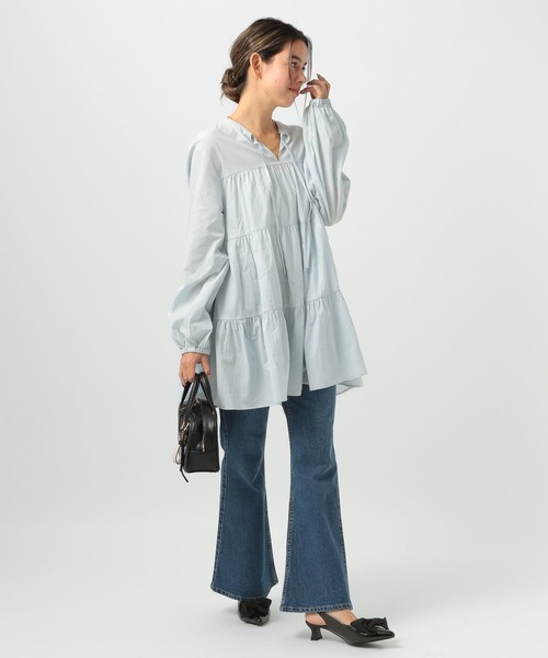 BAYFLOW（ベイフロー）の「コットンティアードチュニック（チュニック・レディース・オフホワイト/ブラック/ライトブルー・FREE）」の20枚目の写真