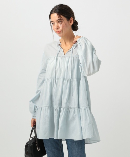 BAYFLOW（ベイフロー）の「コットンティアードチュニック（チュニック・レディース・オフホワイト/ブラック/ライトブルー・FREE）」の22枚目の写真