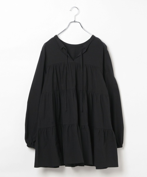 BAYFLOW（ベイフロー）の「コットンティアードチュニック（チュニック・レディース・オフホワイト/ブラック/ライトブルー・FREE）」の15枚目の写真