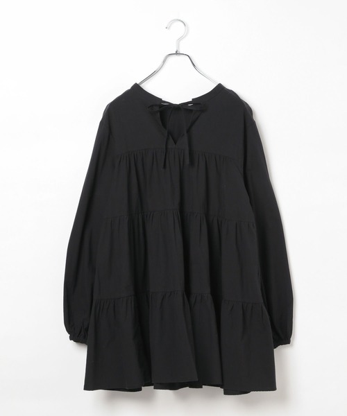 BAYFLOW（ベイフロー）の「コットンティアードチュニック（チュニック・レディース・オフホワイト/ブラック/ライトブルー・FREE）」の16枚目の写真
