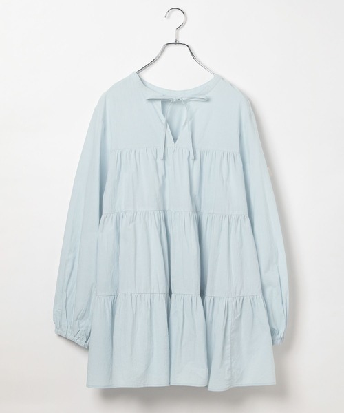 BAYFLOW（ベイフロー）の「コットンティアードチュニック（チュニック・レディース・オフホワイト/ブラック/ライトブルー・FREE）」の17枚目の写真