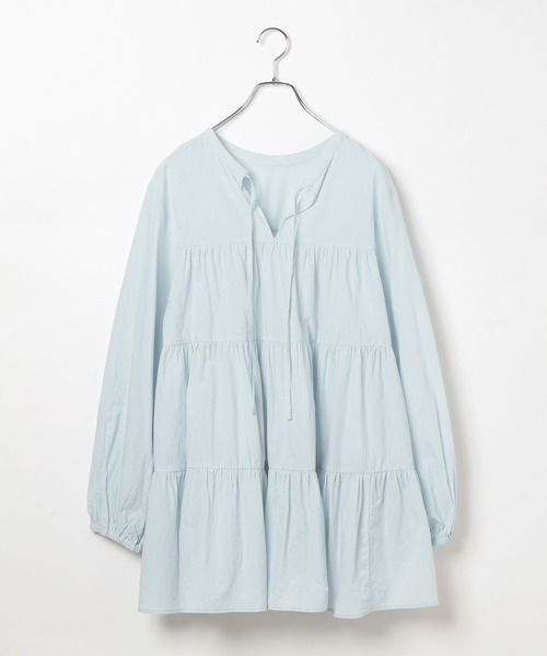 BAYFLOW（ベイフロー）の「コットンティアードチュニック（チュニック・レディース・オフホワイト/ブラック/ライトブルー・FREE）」の18枚目の写真