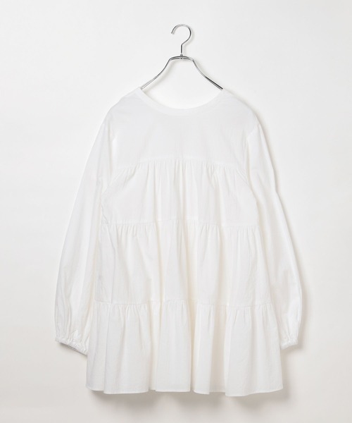 BAYFLOW（ベイフロー）の「コットンティアードチュニック（チュニック・レディース・オフホワイト/ブラック/ライトブルー・FREE）」の19枚目の写真