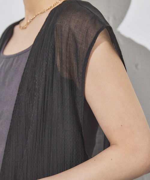 Doux archives（ドゥアルシーヴ）の「前後2WAY楊柳ジレワンピース（ワンピース・レディース・オフホワイト/ブラック/モカ・FREE）」の6枚目の写真