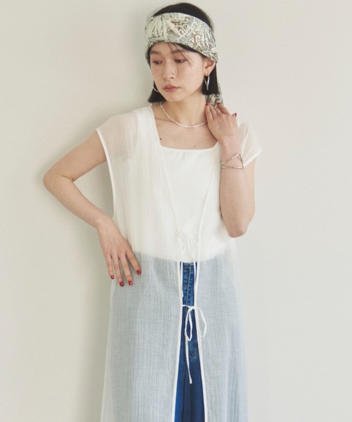 Doux archives（ドゥアルシーヴ）の「前後2WAY楊柳ジレワンピース（ワンピース・レディース・オフホワイト/ブラック/モカ・FREE）」の22枚目の写真