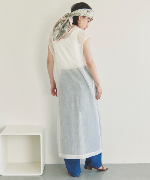 Doux archives（ドゥアルシーヴ）の「前後2WAY楊柳ジレワンピース（ワンピース・レディース・オフホワイト/ブラック/モカ・FREE）」の13枚目の写真