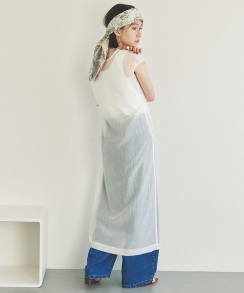 Doux archives（ドゥアルシーヴ）の「前後2WAY楊柳ジレワンピース（ワンピース・レディース・オフホワイト/ブラック/モカ・FREE）」の14枚目の写真