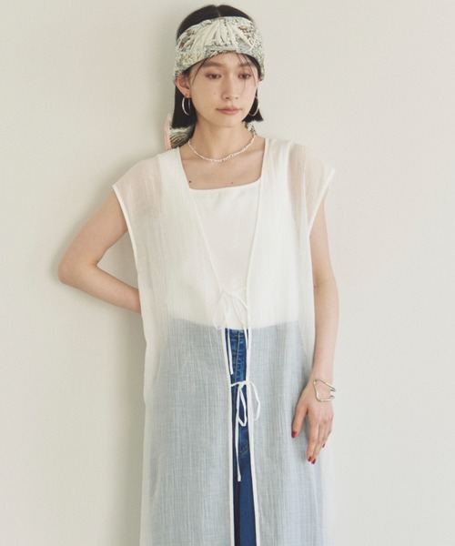 Doux archives（ドゥアルシーヴ）の「前後2WAY楊柳ジレワンピース（ワンピース・レディース・オフホワイト/ブラック/モカ・FREE）」の20枚目の写真