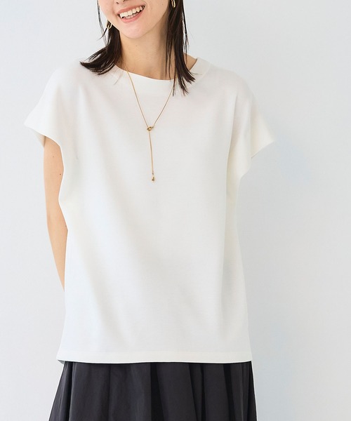 CROSS FUNCTION(クロスファンクション)の「《シワになりにくい》なめらかダンボール フレンチスリーブドルマンTシャツ【CF/クロスファンクション】(スウェット・レディース・ライトピンク/オフホワイト/ブラウン/ブラック・L/M/LL)」の2枚目の写真
