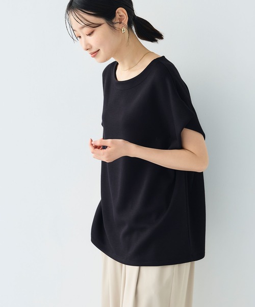 CROSS FUNCTION(クロスファンクション)の「《シワになりにくい》なめらかダンボール フレンチスリーブドルマンTシャツ【CF/クロスファンクション】(スウェット・レディース・ライトピンク/オフホワイト/ブラウン/ブラック・L/M/LL)」の7枚目の写真