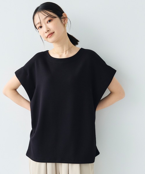 CROSS FUNCTION(クロスファンクション)の「《シワになりにくい》なめらかダンボール フレンチスリーブドルマンTシャツ【CF/クロスファンクション】(スウェット・レディース・ライトピンク/オフホワイト/ブラウン/ブラック・L/M/LL)」の5枚目の写真