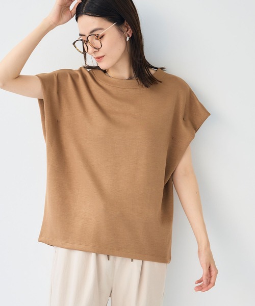 CROSS FUNCTION(クロスファンクション)の「《シワになりにくい》なめらかダンボール フレンチスリーブドルマンTシャツ【CF/クロスファンクション】(スウェット・レディース・ライトピンク/オフホワイト/ブラウン/ブラック・L/M/LL)」の19枚目の写真