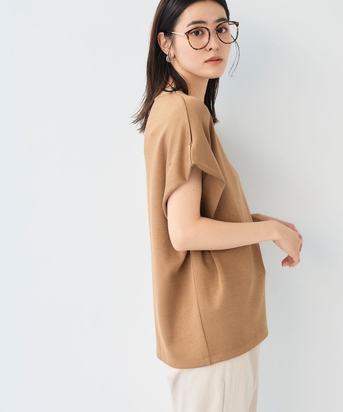 CROSS FUNCTION(クロスファンクション)の「《シワになりにくい》なめらかダンボール フレンチスリーブドルマンTシャツ【CF/クロスファンクション】(スウェット・レディース・ライトピンク/オフホワイト/ブラウン/ブラック・L/M/LL)」の21枚目の写真