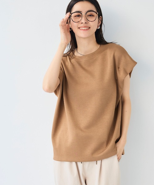 CROSS FUNCTION(クロスファンクション)の「《シワになりにくい》なめらかダンボール フレンチスリーブドルマンTシャツ【CF/クロスファンクション】(スウェット・レディース・ライトピンク/オフホワイト/ブラウン/ブラック・L/M/LL)」の18枚目の写真