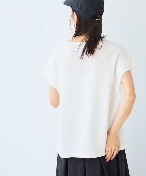 CROSS FUNCTION(クロスファンクション)の「《シワになりにくい》なめらかダンボール フレンチスリーブドルマンTシャツ【CF/クロスファンクション】(スウェット・レディース・ライトピンク/オフホワイト/ブラウン/ブラック・L/M/LL)」の14枚目の写真