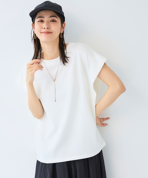 CROSS FUNCTION(クロスファンクション)の「《シワになりにくい》なめらかダンボール フレンチスリーブドルマンTシャツ【CF/クロスファンクション】(スウェット・レディース・ライトピンク/オフホワイト/ブラウン/ブラック・L/M/LL)」の10枚目の写真