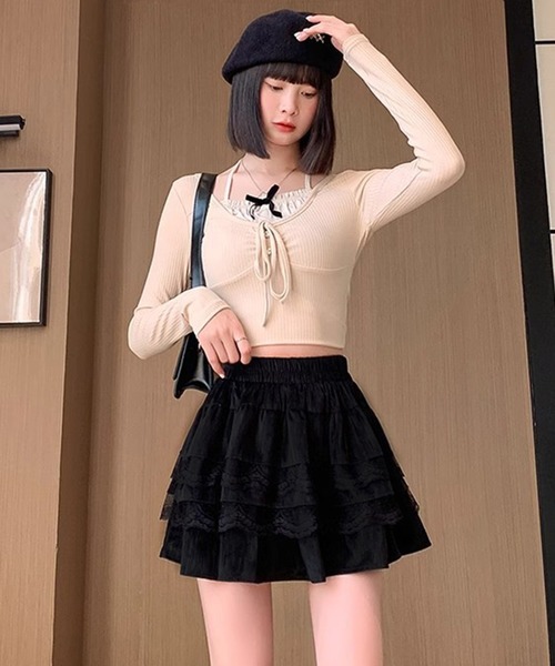 WESTSEA(ウエストシー)の「フリル レース付 ティアードスカート ミニ(スカート・レディース・ホワイト/ブラック/アイボリー・FREE)」の17枚目の写真