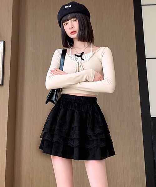 WESTSEA(ウエストシー)の「フリル レース付 ティアードスカート ミニ(スカート・レディース・ホワイト/ブラック/アイボリー・FREE)」の18枚目の写真