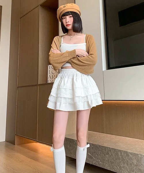 WESTSEA(ウエストシー)の「フリル レース付 ティアードスカート ミニ(スカート・レディース・ホワイト/ブラック/アイボリー・FREE)」の8枚目の写真
