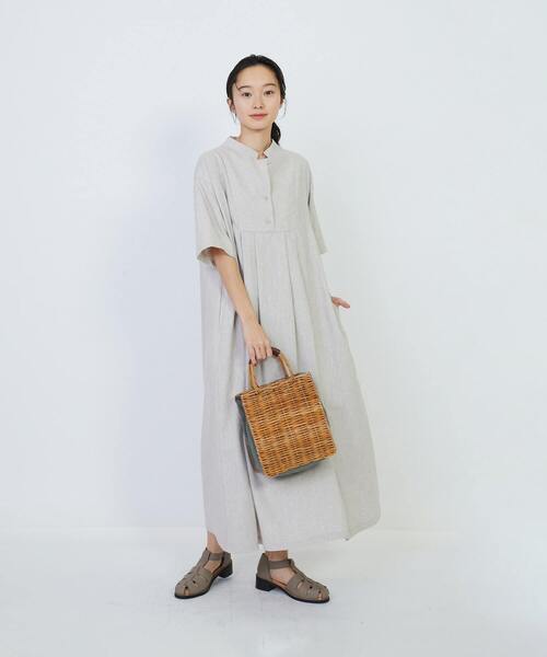 LOISIR（ロワズィール）の「エステルリネンヘリンボーンAラインワンピース（ワンピース・レディース・チェック・FREE）」の2枚目の写真