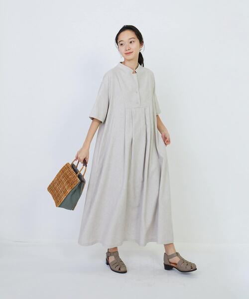 LOISIR（ロワズィール）の「エステルリネンヘリンボーンAラインワンピース（ワンピース・レディース・チェック・FREE）」の3枚目の写真