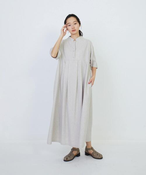 LOISIR（ロワズィール）の「エステルリネンヘリンボーンAラインワンピース（ワンピース・レディース・チェック・FREE）」の4枚目の写真