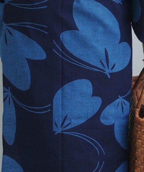 手染め注染浴衣3点セット utatane×注染工房 赤坂紬 青藍に紋白蝶（浴衣