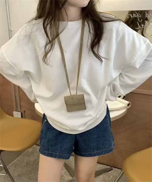 FREE STYLISTS(フリー スタイリスト)の「ゆったりサイズロングスリーブTシャツ(Tシャツ/カットソー・レディース・カーキ/パープル/マスタード/オレンジ/グリーン・FREE)」の15枚目の写真