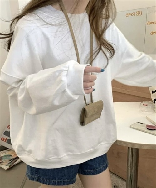 FREE STYLISTS(フリー スタイリスト)の「ゆったりサイズロングスリーブTシャツ(Tシャツ/カットソー・レディース・カーキ/パープル/マスタード/オレンジ/グリーン・FREE)」の12枚目の写真