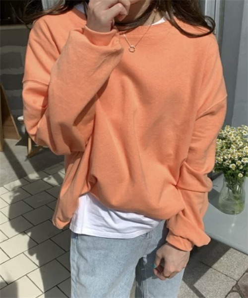 FREE STYLISTS(フリー スタイリスト)の「ゆったりサイズロングスリーブTシャツ(Tシャツ/カットソー・レディース・カーキ/パープル/マスタード/オレンジ/グリーン・FREE)」の20枚目の写真