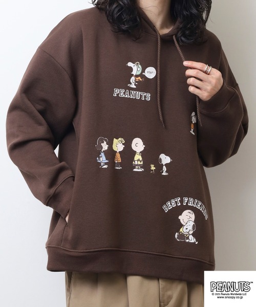 PEANUTS（ピーナッツ）の「PEANUTSランダム柄プルパーカー（パーカー・メンズ・ダークブラウン/アイボリー/ピンクベージュ・S/M/L）」の21枚目の写真