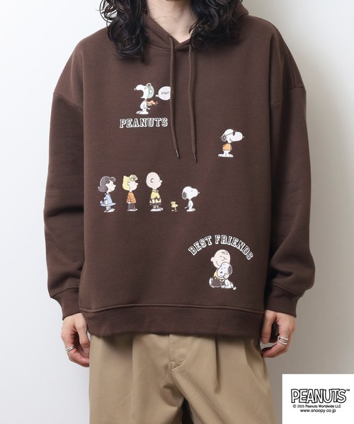 PEANUTS（ピーナッツ）の「PEANUTSランダム柄プルパーカー（パーカー・メンズ・ダークブラウン/アイボリー/ピンクベージュ・S/M/L）」の22枚目の写真