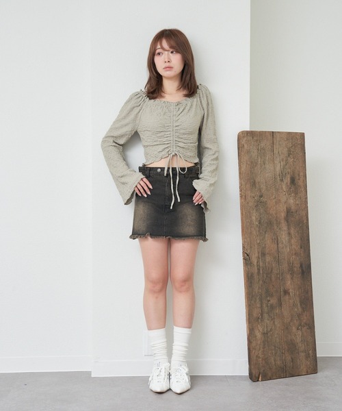 RAY CASSIN(レイカズン)の「ピグメントデニムミニスカート(デニムスカート・レディース・ブラウン・M)」の9枚目の写真