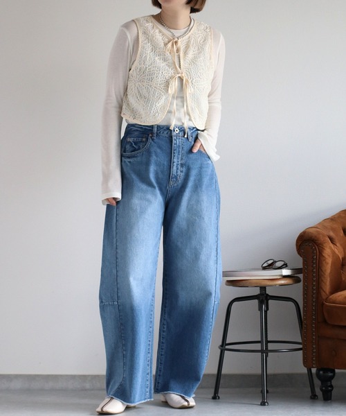 cepo（セポ）の「〈セットアップ対応〉デニムバレルレッグパンツ（デニムパンツ・レディース・ブルー系2/ブルー系3・S/M/L）」の14枚目の写真