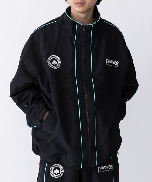THRASHER（スラッシャー）の「【THRASHER】ナイロンタスラン パイピングブルゾン 017270（ブルゾン・メンズ・ブラック/ホワイト・M/L/LL）」の2枚目の写真
