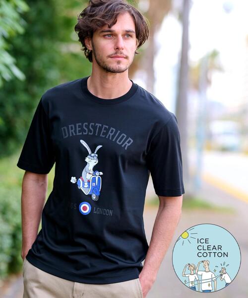 DRESSTERIOR（ドレステリア）の「【接触冷感/抗菌防臭/消臭】ICE CLEAR COTTON ロンドンラビットTシャツ（Tシャツ/カットソー・メンズ・ブラック/ライトブルー/ホワイト/ライトイエロー系・90/91/92/94）」の3枚目の写真