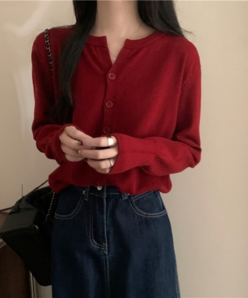 Ritzy(リッツィー)の「9色展開 カーディガン(カーディガン/ボレロ・レディース・ピンク/レッド/アイボリー/ブラック/グレー/ベージュ/モカ/イエロー/ネイビー・FREE)」の9枚目の写真