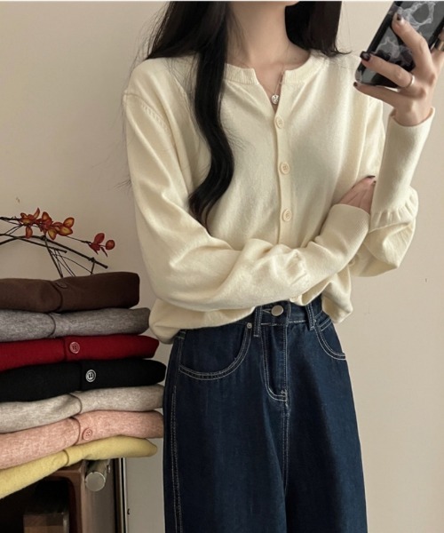 Ritzy(リッツィー)の「9色展開 カーディガン(カーディガン/ボレロ・レディース・ピンク/レッド/アイボリー/ブラック/グレー/ベージュ/モカ/イエロー/ネイビー・FREE)」の2枚目の写真