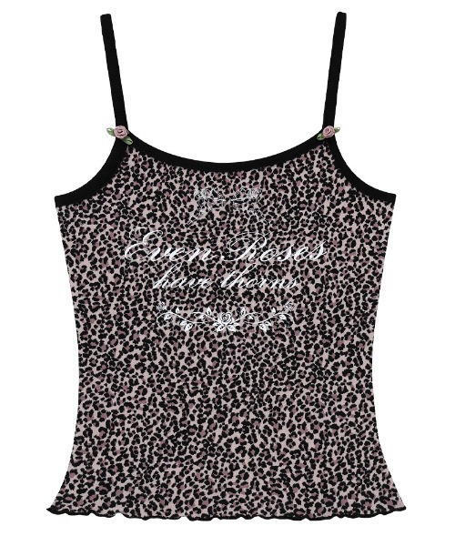キャミソール A'GEM/9 × .kom 「NIIER NOR/ニーアノア」 ANGEL ROSE LEOPARD SLEEVELESS/エンジェル A'GEM/9 × .kom 『NIIER NOR/ニーアノア』 ANGEL ROSE LEOPARD