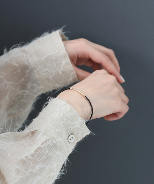 Lilas（リラ）の「ゴールドパイプオニキスブレスレット K10（ブレスレット・レディース・ゴールド・FREE）」の8枚目の写真